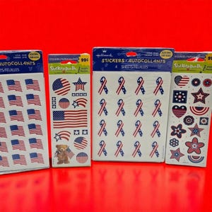 Patriotic Vintage Hallmark  and AGC Stickers Stars & Stripes USA Flag Teddy Bear