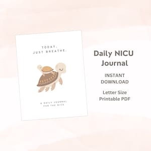 Daily NICU Journal - Turtle Cover - Printable