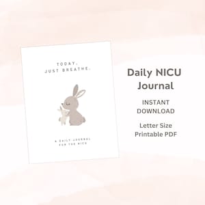 Daily NICU Journal - Bunny Cover - Printable