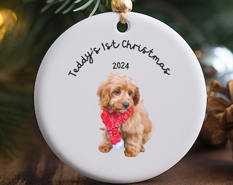 Personalized Cavapoo Ornament, Pet Portrait, Dog Gift, Pet Lover, Christmas Ornament Using Photo, Dogs First Christmas, Custom Dog Christmas