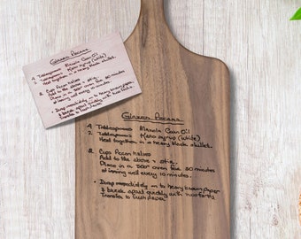 Recipe Cutting Board, Personalized cutting board with handwriting, 9th anniversary gift, 60th birthday, handwritten recipe on cutting board