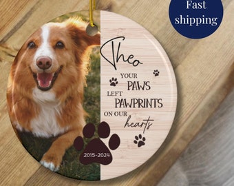 Adorno conmemorativo de perro personalizado, imagen de pérdida de mascota, regalo de cachorro, adorno con imagen de cachorro personalizado, regalo de Navidad para dueños de perros y amantes de las mascotas