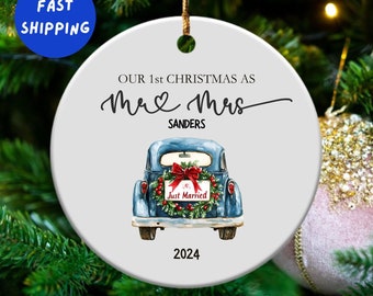Wedding Ornament Gifts, Our First Christmas As Mr & Mrs, First Married Christmas Gift 2025, Married Ornament, Newlyweds Present Engagement