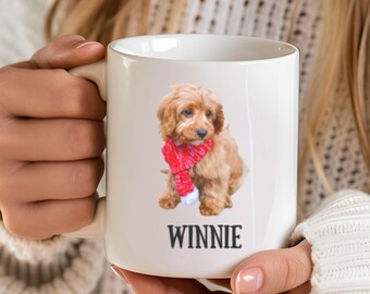 Personalized Cavapoo Mug, Custom Mug With Pet Photo, Pet Portrait, Dog Gift, Dog Coffee Cup, Custom Pet Mug, Personalized Dog Mug 11oz, 15oz