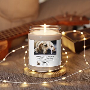 Custom Pet Memorial Candle, Pet Remembrance Gift, Your Pet&#39;s Photo, Dog Sympathy Gift, Pet Memorial Candle, Scented Soy Candle, 9oz