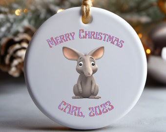 Aardvark Ornament Cute Christmas Gift for Boy Girl 2024 Personalized Xmas Kid's Name Ornament for Grand Kids Birthday