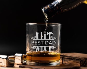 Gifts for dad handy man, All About My Papa, Home Improvement, Custom Whiskey Glasses, Engraved Glass, Personalized Gift From Grandkids
