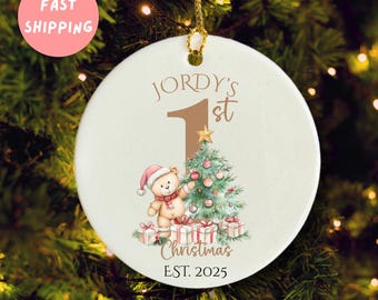 Personalized Baby Ornament 2025 1st Christmas Keepsake Decoration Animal Holiday Decor Newborn Custom Gift, Unique Present From Grandparents
