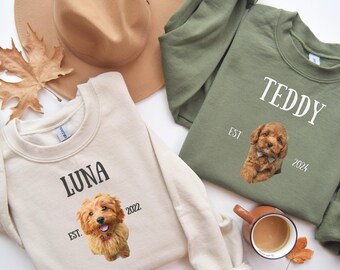 Personal Pet Mom Gift Sweatshirt, Cavapoo Mama Present, Dog Mom Gift, Personalized Labrador, Custom Pet Gifts, Pet Photo Print Sweatshirt