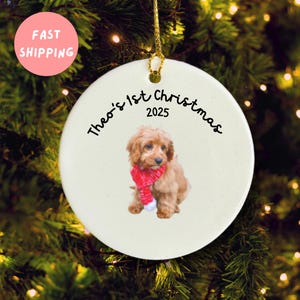 Personalized Cavapoo Ornament, Pet Portrait, Dog Gift, Pet Lover, Christmas Ornament Using Photo, Dogs First Christmas, Custom Dog Christmas
