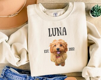 Custom Pet Photo Sweatshirt, Cavapoo Mama Present, Dog Mom Gift, Personalized Pet Photo, Custom Pet Gifts, Pet Photo Print Sweatshirt, Pooch
