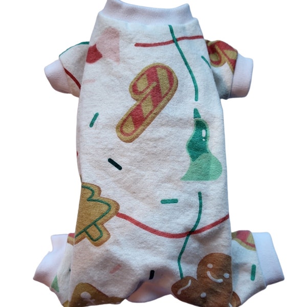 Christmas Cookies on Frosting Flannel Pajamas PJ's Dog Puppy Teacup Pet Apparel Clothes 4XS - Large