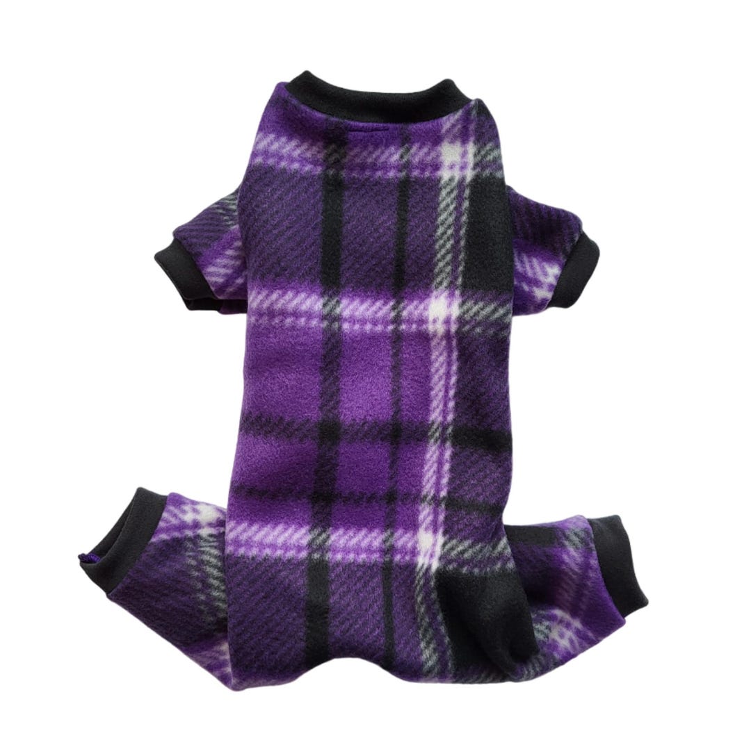 Peace, Love, Rescue (Purple) - Dog Pajama with Purple Trim/Sleeves