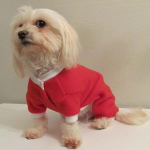 Red Fleece Pajamas PJ&#39;s Dog Puppy Teacup Pet Apparel Dog Clothes 4XS - XXS