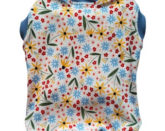 Multicolor Spring Floral Sleeveless Knit Tank Top Shirt Dog Puppy Teacup Pet Clothes 4XS - Large