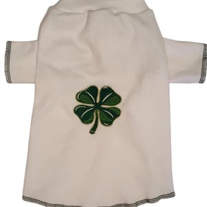Shamrock 4 Leaf Clover White Knit Long Sleeve Shirt Dog Puppy Pet Clothes XXXS - Large