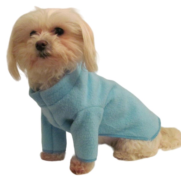 Blue Fleece Long Sleeve Shirt Dog Puppy Teacup Pet Clothes 4XS - Large