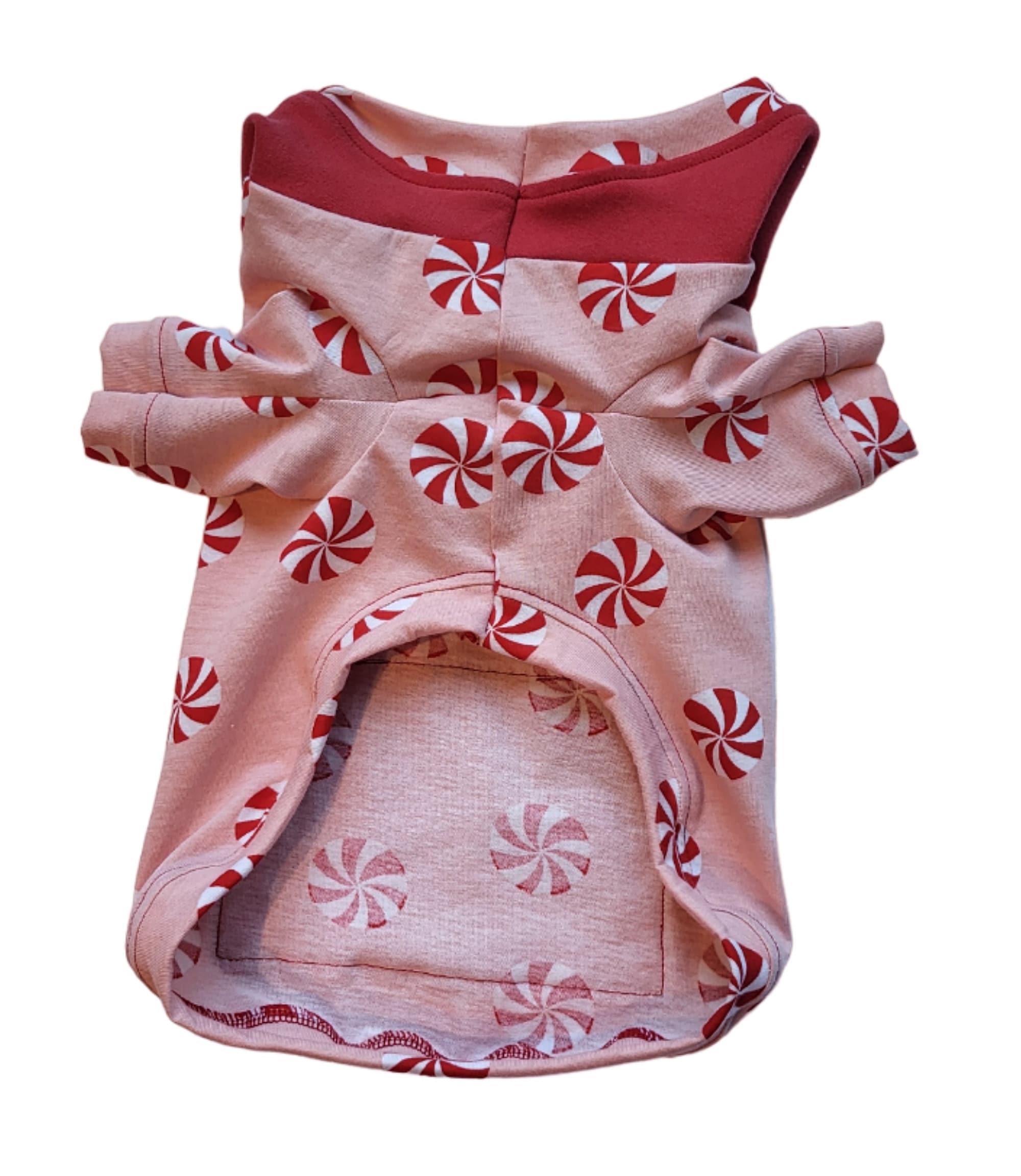 Pink Peppermint Candy Jersey Knit Hoodie Sweatshirt Coat Dog Puppy