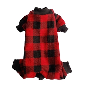 Buffalo Check Plaid Flannel Pajamas PJ&#39;s Dog Puppy Teacup Pet Apparel Clothes 4XS - Large