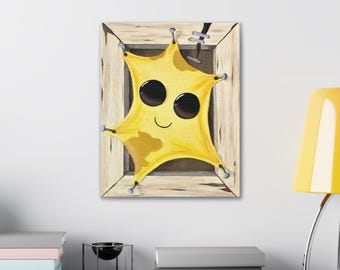 Cute Battle Royale Banana Peel Canvas Painting Print, Gamer Wall Art, Room Decor, Video Game Decor, Battle Royale Painting, Gaming Painting