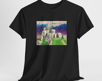 Gamer Cotton Tee Shirt, Gaming Shirt, Video Game Shirt, Mountain Landscape Shirt, Battle Royale Shirt