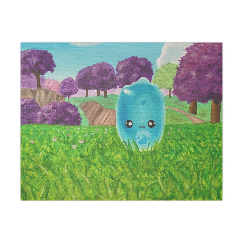 Battle Royale Inspired Water Squishy Painting Print on Canvas, Gamer Gift, Gaming Decor Multi-Size Stretched Matte Wall Decor, Video Game image 3