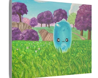 Battle Royale Inspired Water Squishy Painting Print on Canvas, Gamer Gift, Gaming Decor Multi-Size Stretched Matte Wall Decor, Video Game