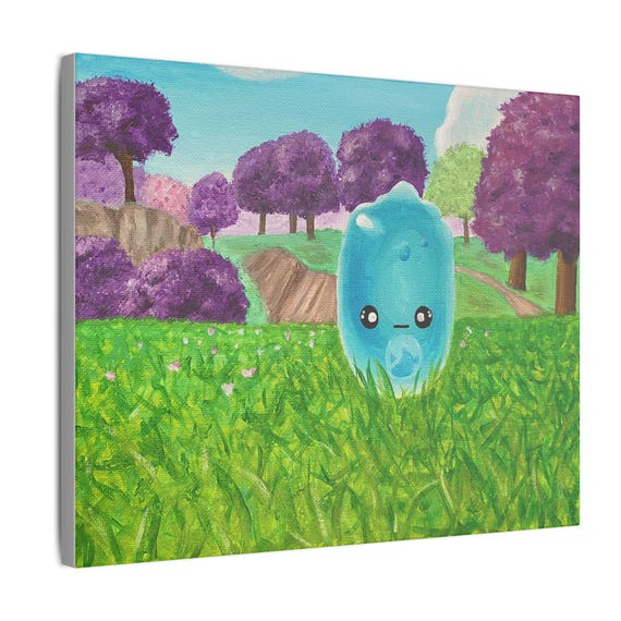 Battle Royale Inspired Water Squishy Painting Print on Canvas, Gamer Gift, Gaming Decor Multi-Size Stretched Matte Wall Decor, Video Game