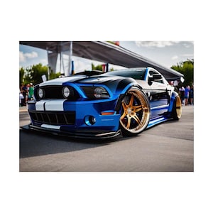 Mustang Satin Poster, Vintage Car Wall Art Decor, Automobile Print, Muscle Car Poster, Man Cave Decor, Retro Car Wall Decor