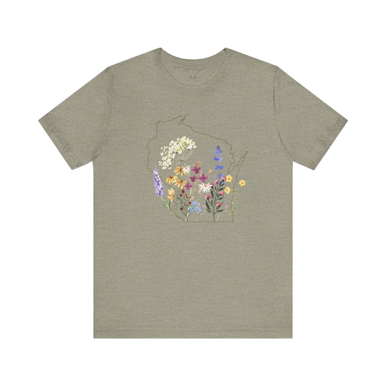 Wisconsin Wildflowers Shirt with State Outline image 6