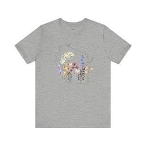 Wisconsin Wildflowers Shirt with State Outline Athletic Heather