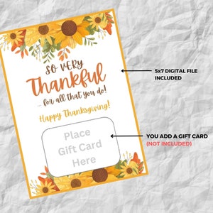 Printable Thanksgiving Gift Card Holder, Thanksgiving Card, Thank you card