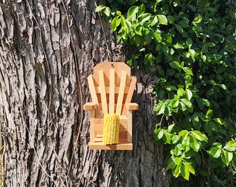 Rustic Cedar Adirondack Chair Squirrel and Bird Feeder