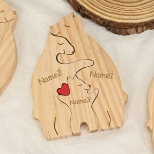 Personalized Wooden Bear Family Puzzle, DIY Wooden Puzzle, Engraved Name Family Puzzle, Mother's Day Gift, Kids Gift, Family Keepsake Gifts image 2