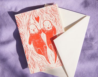 Greeting card - Two otter friends