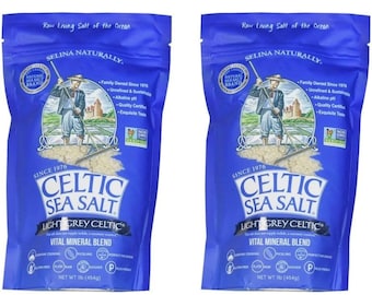 2 bags celtic salt , 1lb each  100% natural, Organic Celtic sea salt,  celtic sea salt, trace minerals, Best quality, light grey, coarse