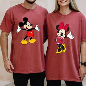 Comfort Colors Retro Mickey And Minnie Shirt,Vintage Disney Matching Shirt,Walt Disney World Shirt, Family Vacation Matching Disneyworld Tee