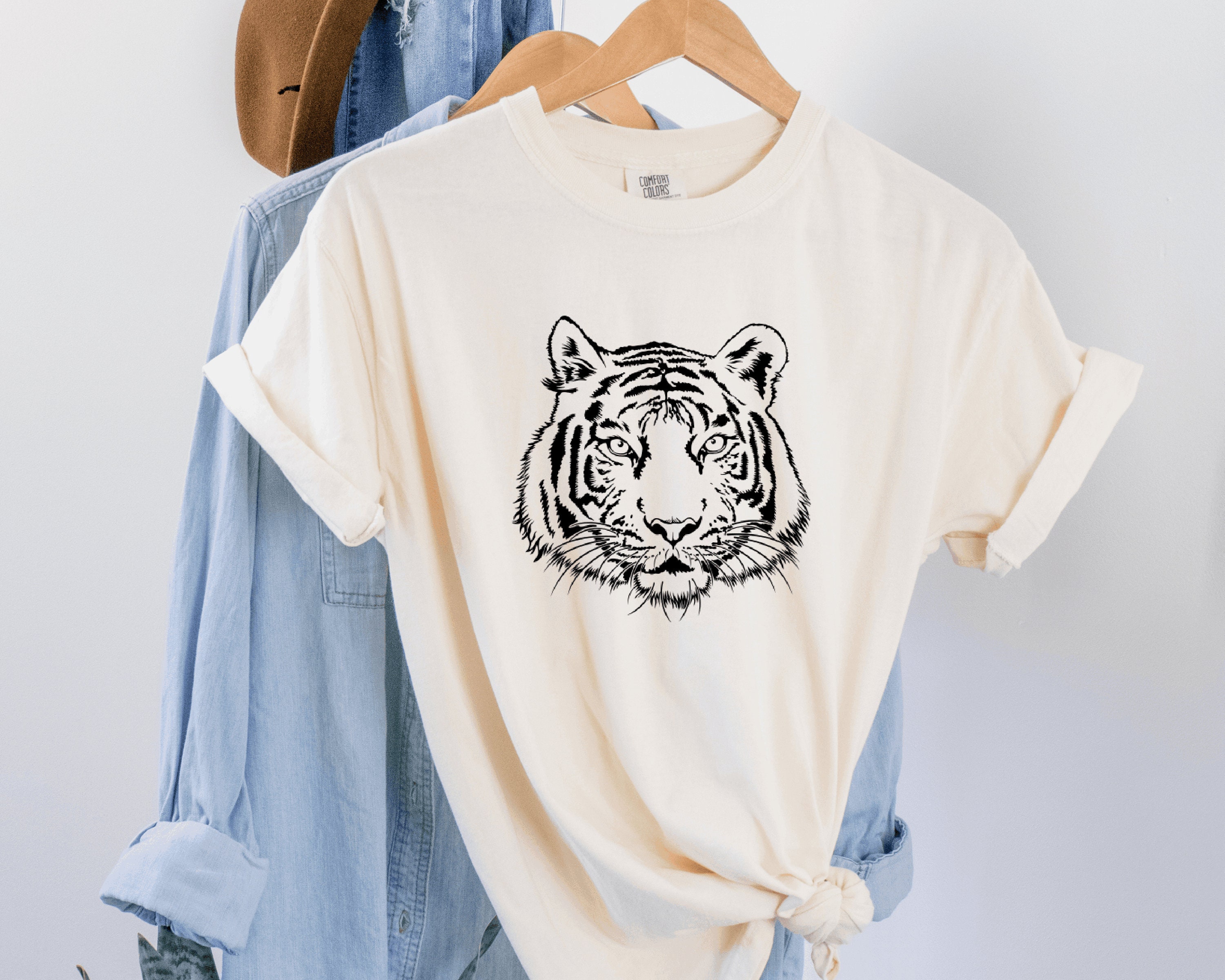 Vintage Tiger Shirt Comfort Colors® Tshirt,tiger Tshirt,tiger Graphic ...