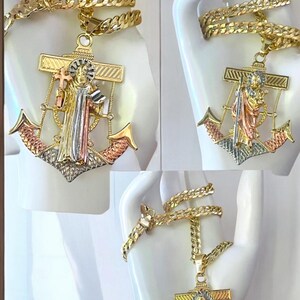 Saint Jude Thaddeus, Saint Benedict, Virgin of Guadalupe, necklaces for men, necklace for women, religious jewelry, Religion jewelry, gold plated, laminated