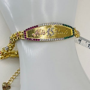 14k Gold Plated Bracelet / Quinceanera Gift / 15th Birthday Bracelet / 15 Years Bracelet / Bracelet/gold plated