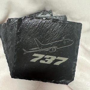 Custom set of 4 drink coasters - Any Airplane design Boeing Airbus Cessna Embraer 737 747 757 767 777 787 E175 A220 A320 A330 A350 A380