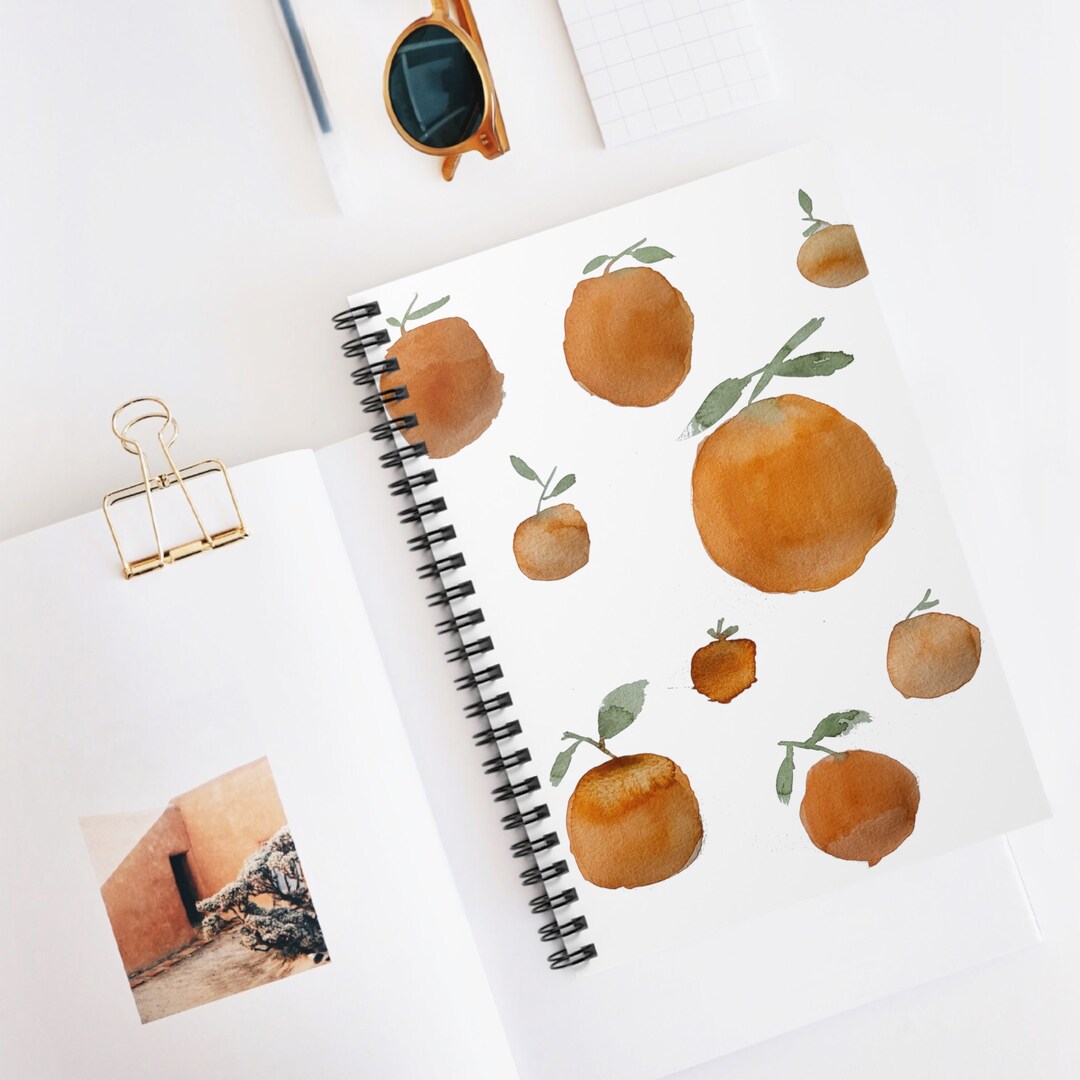 Oranges Notebook, Spiral Notebook, Watercolor Journal, Daily Journal
