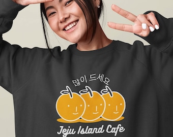 Jeju Island Cafe Sweatshirt | Jeju Fashion | Korean Sweatshirt | Korea Gift