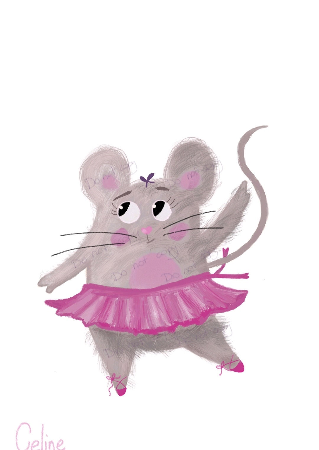 Ballerina Mouse Digital Illustration - Etsy