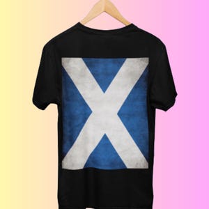 Backprinted Scottish Flag T-Shirt: Vintage Distressed Saltire Tee