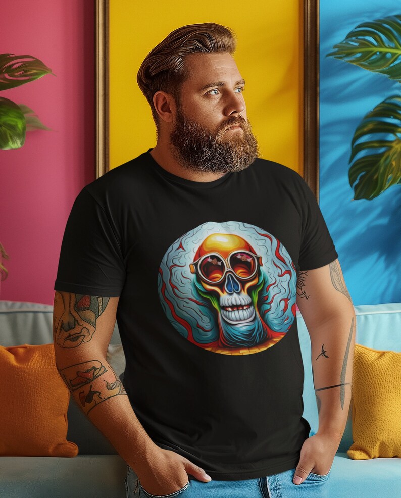 Graphic Skull T Shirt, Mens Graffiti Art Tshirt, Teenager Weird Lobster