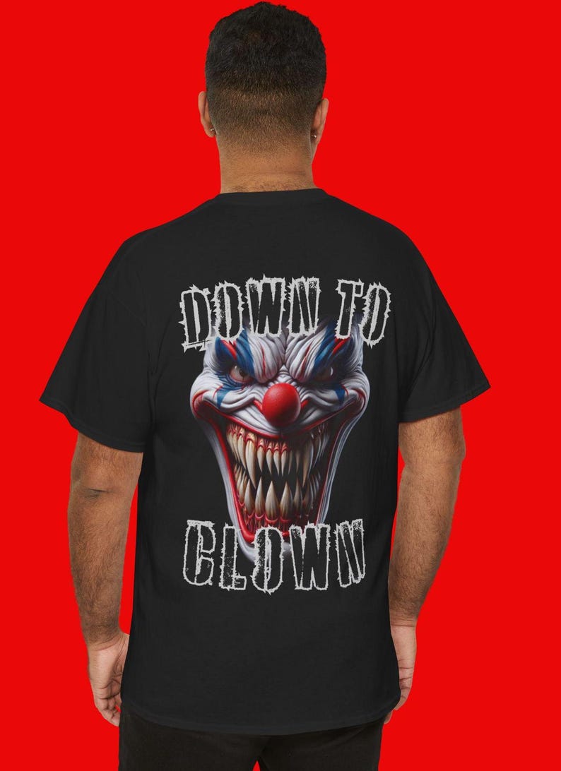 Backprinted Halloween T Shirt, Mens Down to Clown Tshirt, Womens Scary