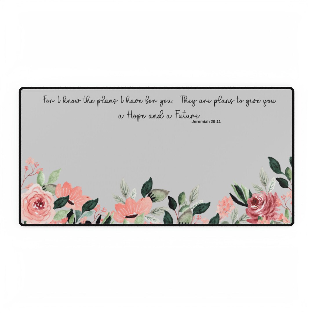 Floral Desk Mat With Bible Quote, Great Inspirational Gift - Etsy