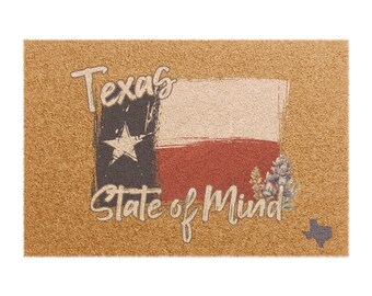 Texas State of Mind Fibra de coco Doormat, alfombra exterior temática de Texas