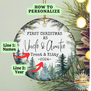 Our First Christmas as Auntie & Uncle Ornament, Baby Announcement Gift ...